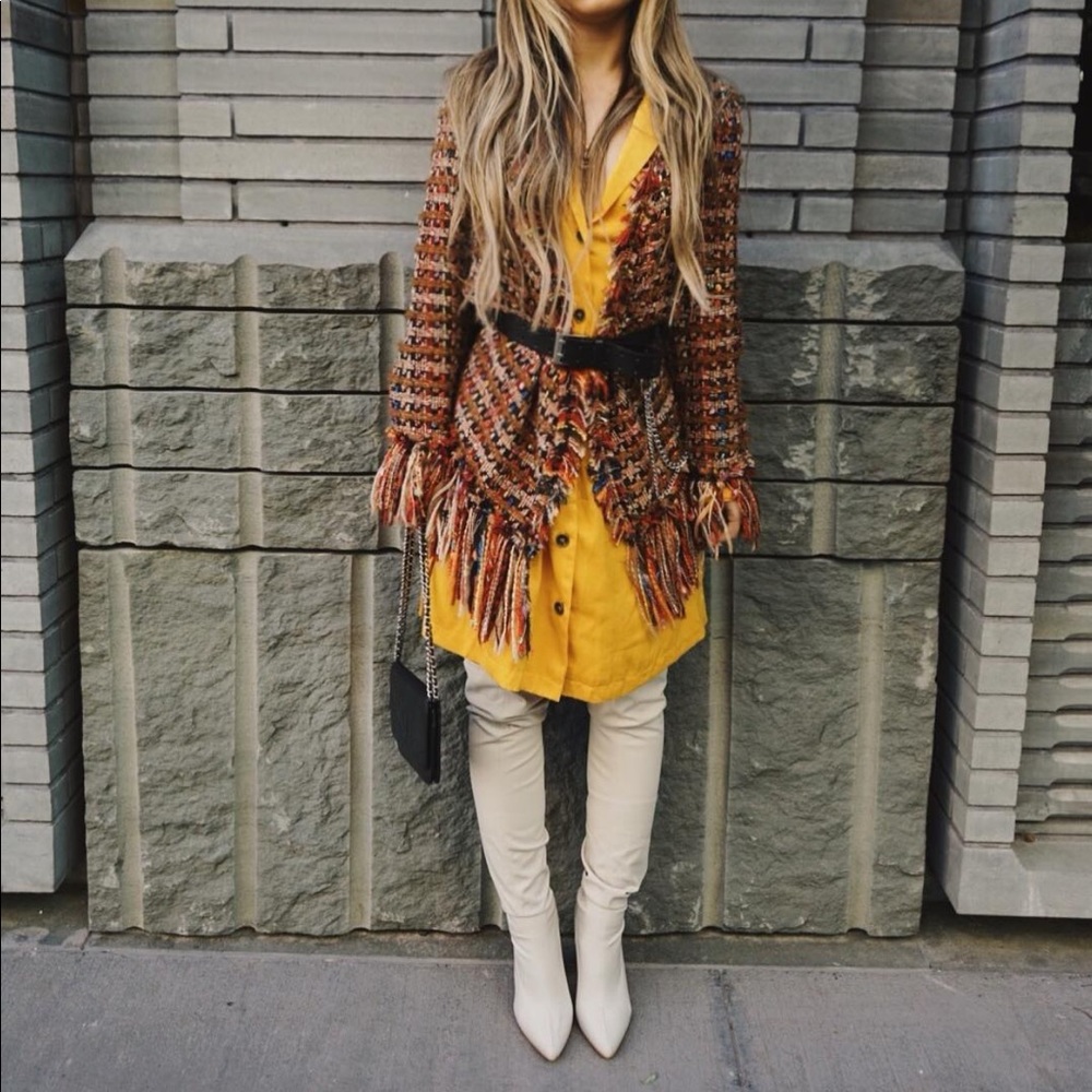 Zara tweed fringe cardigan - chanel like